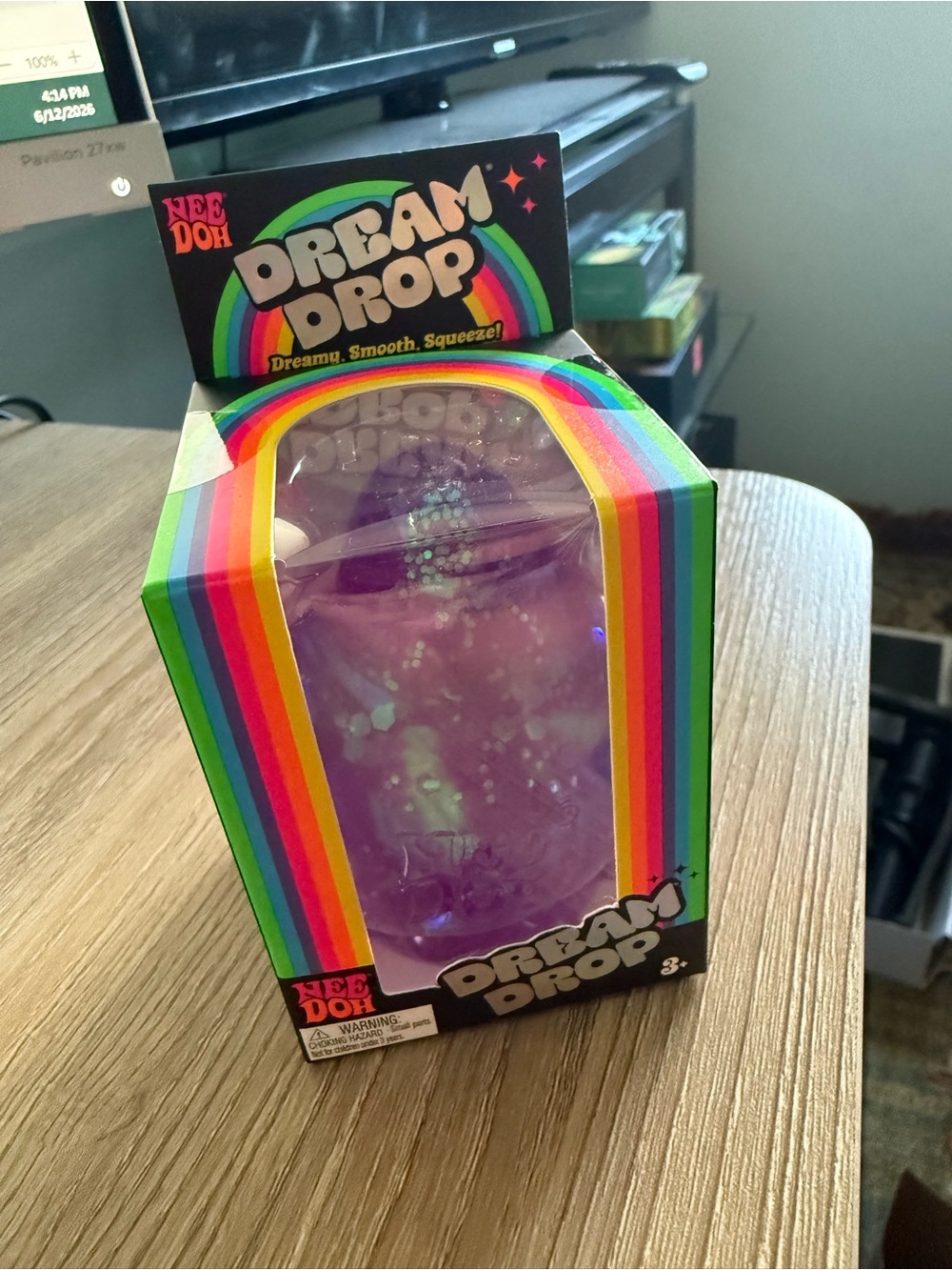 NeeDoh Dream Drop Squeeze Toy - Purple Glitter